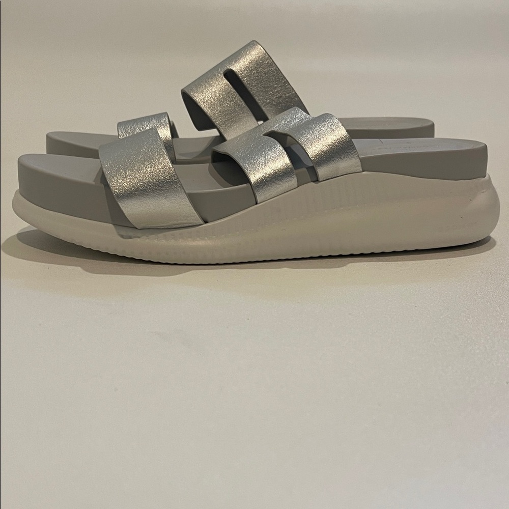 Cole Haan Zerogrand Metallic Silver Slide Sandals - Women's - Picture 2 of 6